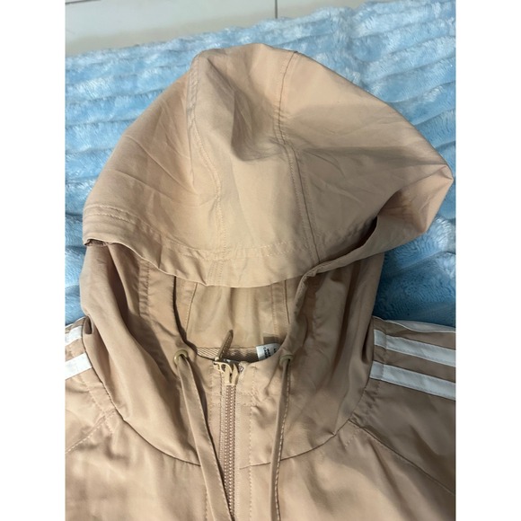 Adidas Parley Windbreaker Dress Beige Drawstring Hooded Athleisure Womens M - Picture 5 of 14